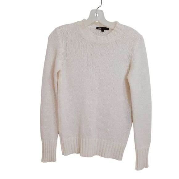 Maje Size 1/S Womens Mohair Crew Sweater Neck Soft White Pullover Old Money Lux - Picture 1 of 9
